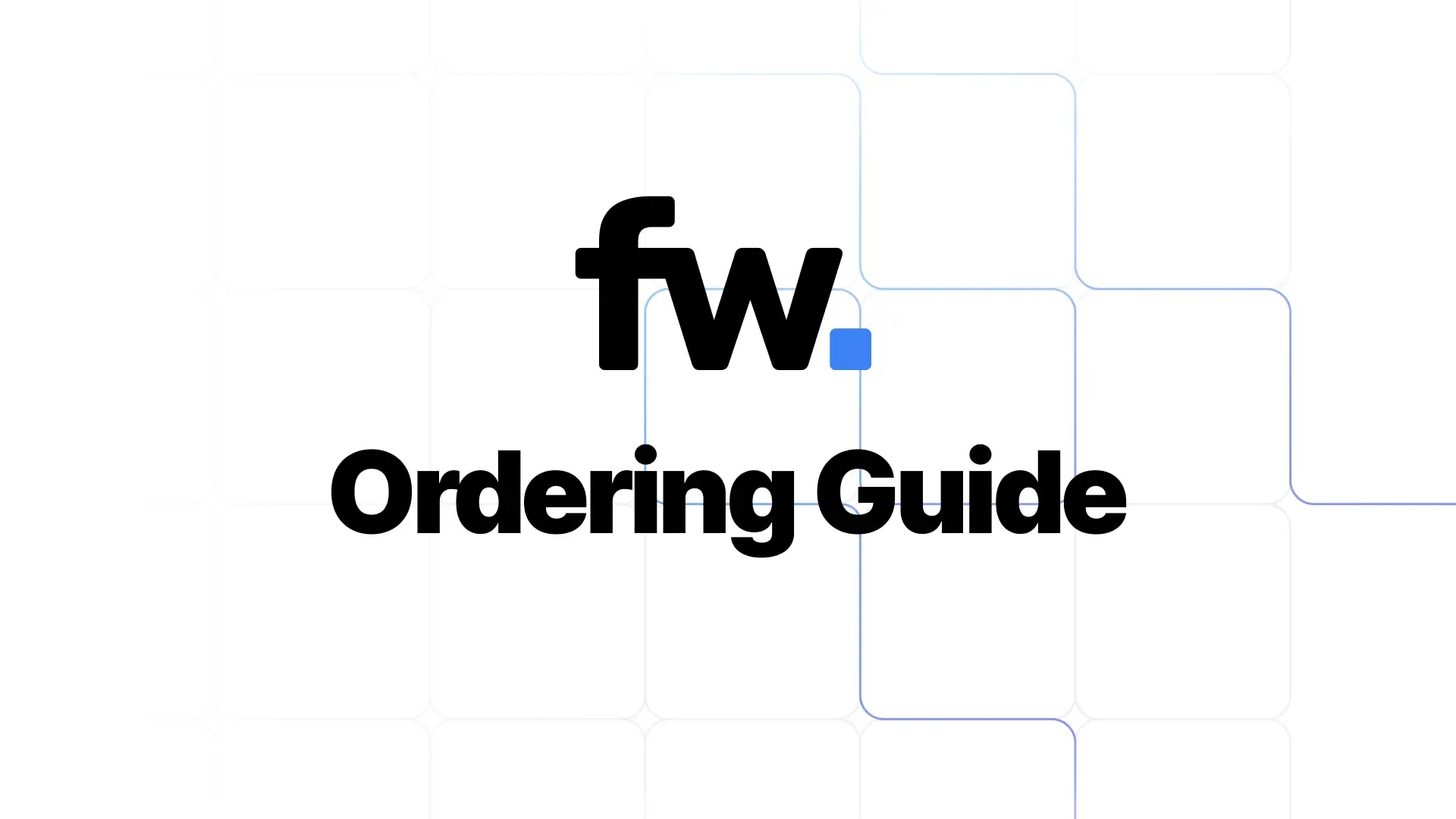 "fw. Ordering Guide" title card on the Fabworks brand background