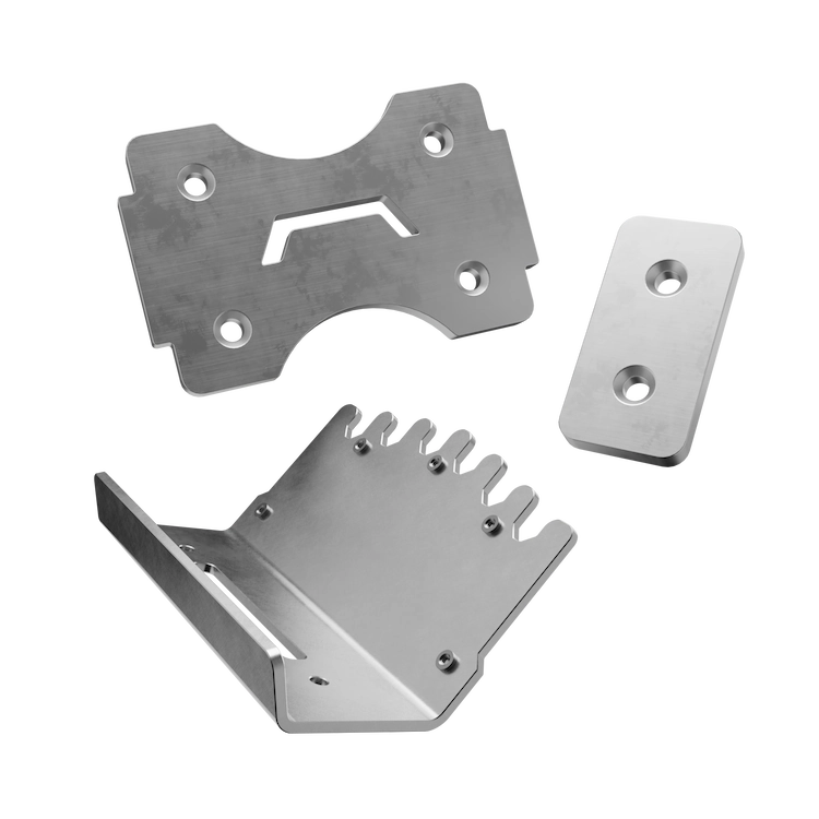 Star-shaped steel plate with eight punched and laser-cut holes