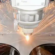 Sparks flying during Fabworks laser cutting