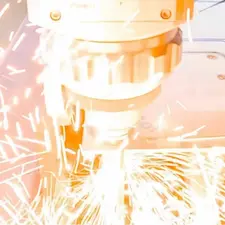 Fabworks laser cutter mid-cut