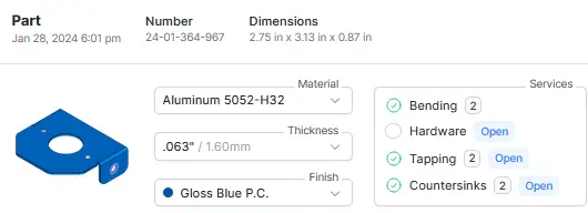 Fabworks part configuration step