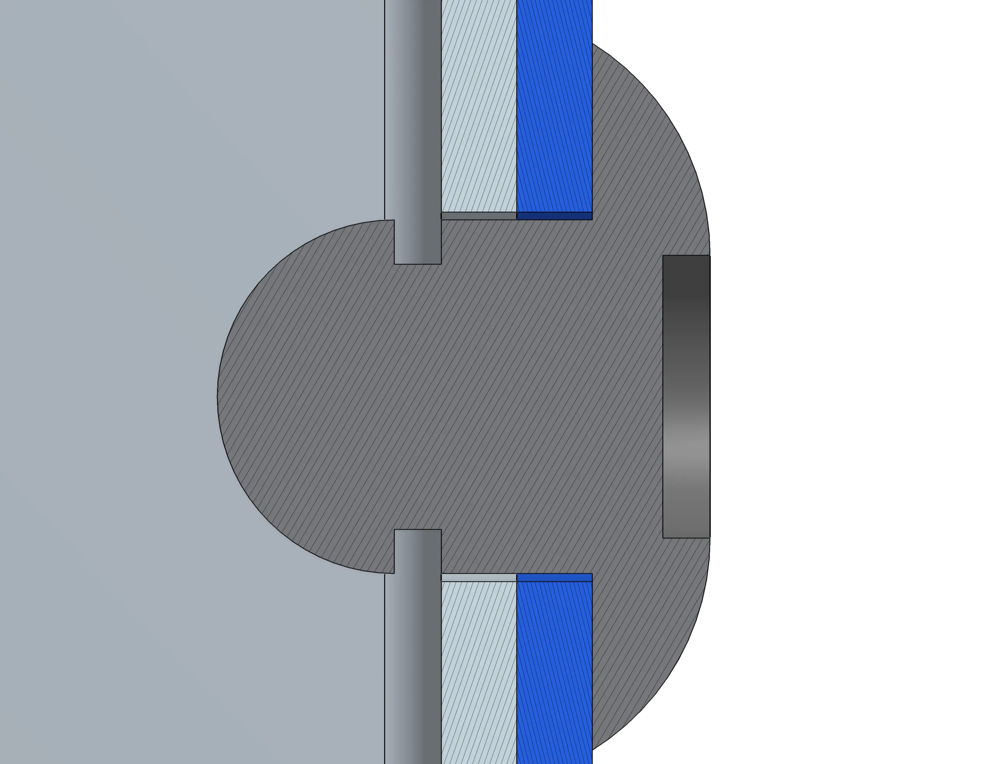 Cross-section CAD diagram of a press-fit stud fastener protruding through sheet metal, highlighted in red
